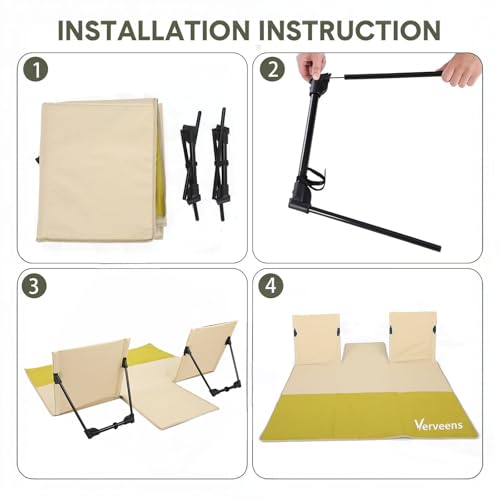 2-Person Portable Beach Lounge Chair with Carry Bag - Lightweight Outdoor Picnic Mat with Back Support for Beach Picnic Concerts Camping & Park (Beige and Yellow) - color: Beige and Yellow