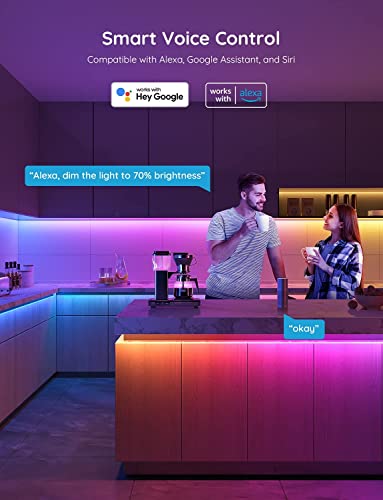 Govee Smart RGBIC LED Strip Lights 65.6ft, Alexa LED Light Strip Work with Google Assistant, Music Sync, DIY Multiple Colors on One Line, WiFi Color Changing Lights for Bedroom, Living Room, Holiday - size: 65.6ft