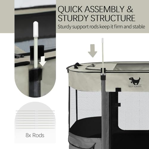 Rest-Eazzzy Dog Playpen, Foldable Kitten Playpen for Medium Dogs, Portable Pet Puppy Playpen with Removable Shade Cover, Indoor Outdoor Travel Camping Use for Small Pets with Carrying Case (M, Grey) - style: Medium