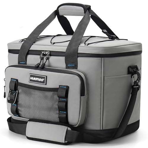 Hulongo Insulated Foldable Collapsible Cooler Bag Soft Sided Cooler for Picnic, Camping, Grocery Shopping, Beach, 30L - color: gray