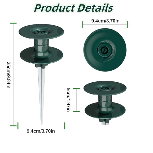 FONTOI 10 Inch Hose Guide Stakes, Durable Rust Free Zink Hose Guides for Garden, Heavy Duty Dark Green Spin Top, Garden Hose Guide Stakes Metal for Plant Protection Greenhouse, Patio Lawn, 2PCS - color: ‎Dark Green D