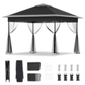 Bezseller 11x11 Pop Up Gazebo with Mosquito Netting – Easy 1-Person Setup, Water-Resistant Backyard Canopy for Family Patio & Garden Use, Black - color: Black, size: 11"x11"