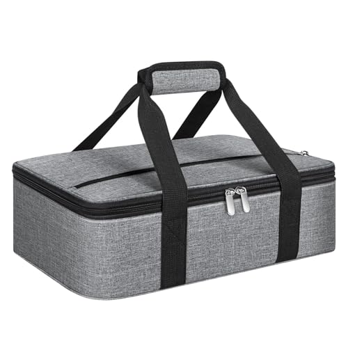 Insulated Casserole Carrier, Portable Casserole Carrier for Hot or Cold Food Lunch Tote Warmer or Cooler Bag, Lasagna Lunch Bag for Potluck Parties- Fits 9" x 13" Baking Dish-Grey - color: Gray, size: 16x10x4 in