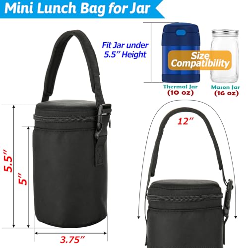 Cosmos Mini Food Jar Carry Pouch - Mini Lunch Bag Snack Bag Compatible with Thermos 10 Oz Insulated Jar, Fits also for Mason Jar 16 Oz Glass Container for Office Commute, Picnic, Camping, Parenting