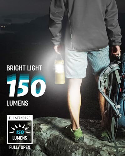 Lichamp 4 Pack LED Camping Lanterns, Battery Powered Camping Lights LED Collapsible Flashlight Portable Emergency Supplies Kit, A4YL - color: Yellow