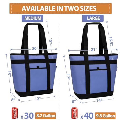 Insulated Cooler Bag, Reusable Grocery Bags for Hot/Cold Food, Thermal Food Delivery Bag for Beach, Travel, Picnics - color: Blue, size: 8"d X 20"w X 15"h