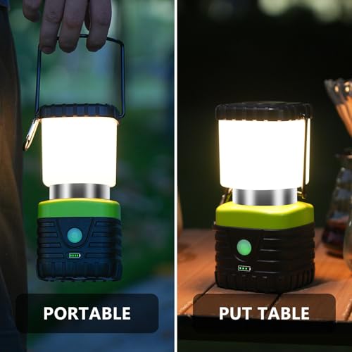 Jarxin 3PCS 3200K Warm Light LED Camping Lantern Rechargeable 1000LM, 4500mAh Power Bank, Flashlight for Hurricane Emergency, Hiking, IP44 Waterproof Lantern(Black) - style: Black/warm light