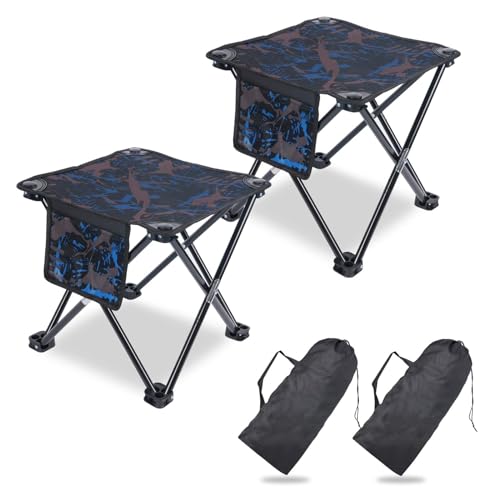 VOLIXOD 2 Pack Folding Portable Camping Stool for Adults, Lightweight Collapsible Stool for Outdoor Footrest Fishing Hiking Gardening and Beach with Carry Bag(400 LBS Capacity) - size: (2 Piece)
