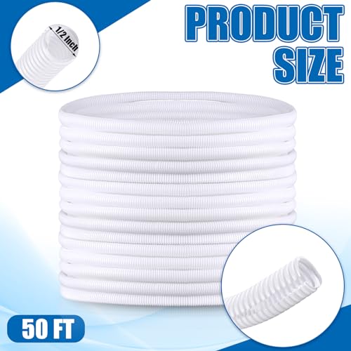Kanayu Split Wire Loom Tubing Flame Retardant Wire Covering High Temperature Cable Sleeves Split Protector Cable Conduit for Industrial Electrical Automotive Marine(1/2''-50 ft,White) - color: White, size: 1/2''-50 Ft