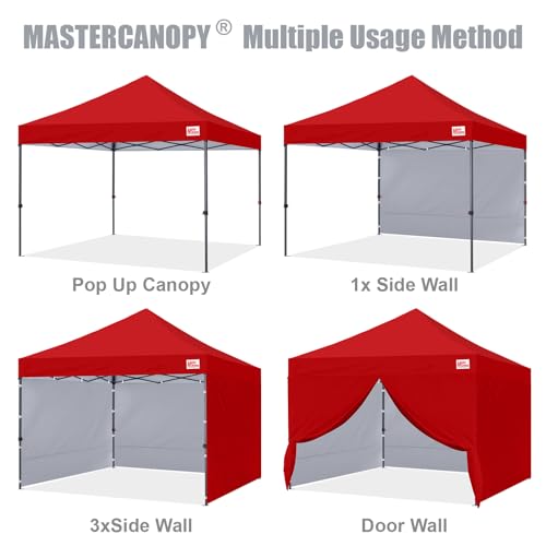 MASTERCANOPY Heavy Duty Pop-up Canopy Tent with Sidewalls (10x10,Red) - color: Red, size: 10x10