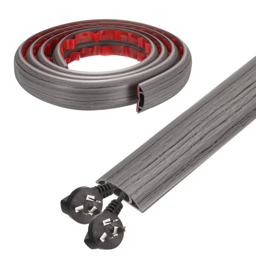 HARFINGTON 6ft Cord Cover Floor W0.6 x H0.33 Inner Channel PVC Hide Extension Cable Floor Wire Hider Wire Covers Protector for Prevent Cable Trips Cables Management, Dark Grey - color: Dark Grey, size: 6ft