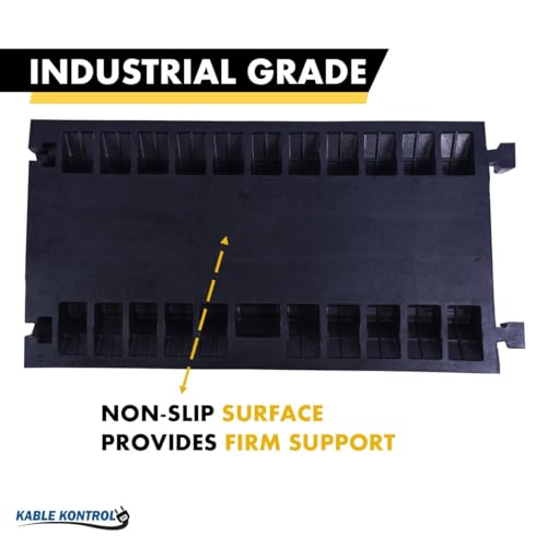 Kable Kontrol Atlas Heavy Duty Cable Protector Ramp - 3 Channel - 1 Pc - 36” Long Black & Yellow – 44000 Lbs Capacity - Rubber Speed Bump Wire Protector Cord Cover – CP9986 - size: 3 Channel - 1 Unit