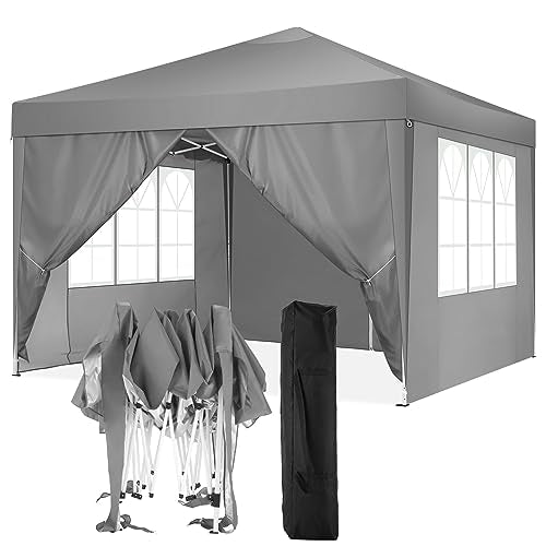 COBIZI Canopy 10x10 Pop Up Canopy Tent with 4 Sidewalls Party Tents for Parties Weddings Backyard Waterproof Canopy Outdoor Commercial Canopy Event Tent with Stakes, Ropes, Silver Gray - color: Gray, size: 10x10 with 4 Sidewalls