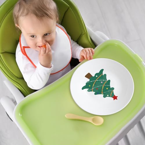 Naozinebi 4 Set 10 Inch Christmas Tree Plates Melamine Christmas Dinnerware Set Reusable Xmax Holiday Melamine Plate Dishwasher Creatively Drop Resistant Cute Plastic Dish - style: Christmas Tree