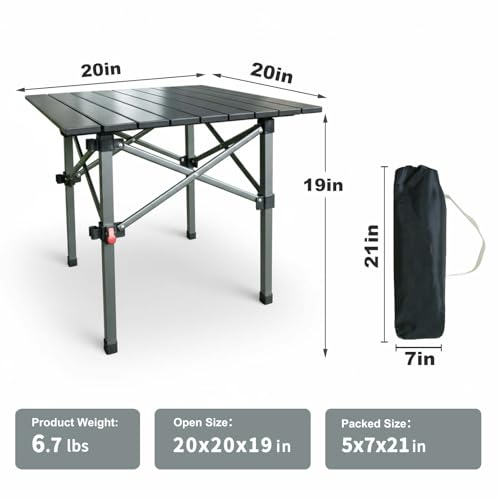 Folding Camping Table, Portable Lightweight Beach Tables for Sand Foldable, Aluminum Roll-up Folding Square Table for Outdoor Camping, Picnic, Card, Travel - color: Aluminum Desktop