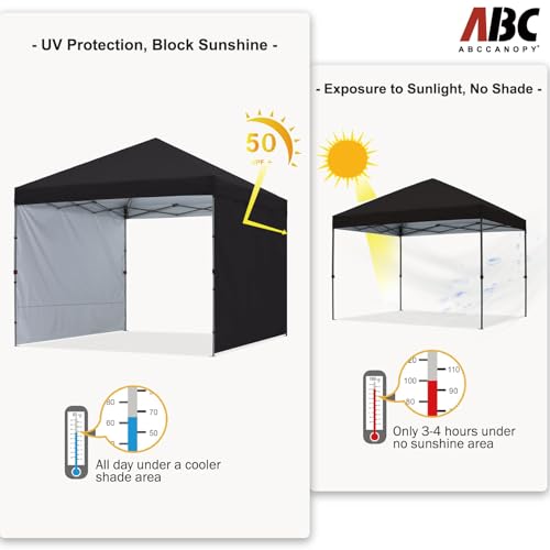ABCCANOPY Easy Pop up Canopy Tent with 2 Sidewalls for Outdoor Sun Blocking or Rain Protection, 8x8, Black - color: Black, size: 8x8