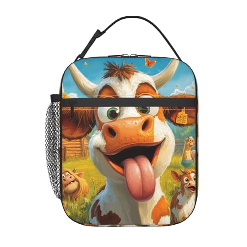Cow Lunch Box for Women Kids Girls Men Insulated Lunch Bag Lunchbox Adults Lunch Tote Bags Reusable Cooler for Work Office School Picnic Travel - color: Cow01
