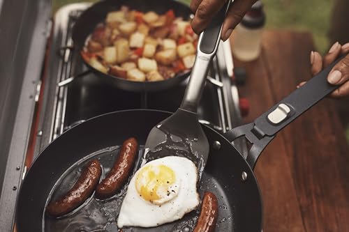 OXO Outdoor Pre-Seasoned Carbon Steel 8" Frying Pan Skillet, Detachable Handle for Easy Storage, Indoor Use, Nonstick with Use, Induction Suitable, Oven & Broiler Safe,Browning, Grill,Sear,Saute,Black - size: 8" Frying Pan Skillet Set