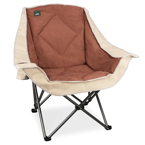 Northroad Folding Camping Chair,Oversized Portable Camp Chair w/Cup Holder,Heavy Duty Padded Lawn Chair Support 300 LBS for Outdoor, Tailgates, Beach, Hiking, and Picnics - color: Cream