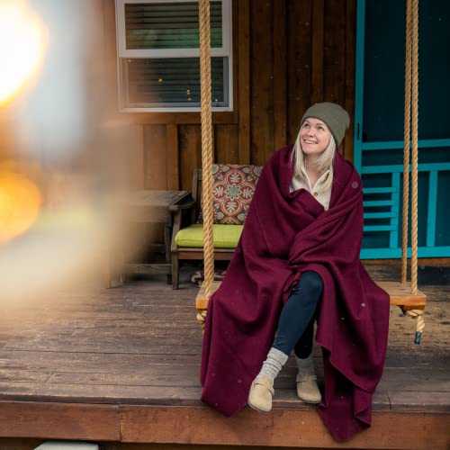 Arcturus Military Wool Blanket - Warm, Thick, Washable - Great for Outdoors, Camping, Stadium Blanket, Picnics, Travel - Car & Bushcraft Survival Kits - color: Wine