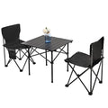 Camping Table Folding Portable Camp Table with 2 Chairs, Folding Picnic Table with Carry Bag Indoor Outdoor for Camping, Beach, Patio, RV, Backyard BBQ, Sturdy, Stable, Easy to Carry, Black - size: 22*22*19.5inch + 2 chair