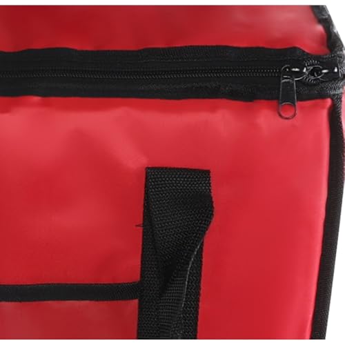 Chef Approved 12 x 12 Food Delivery Bag | Heavy Duty Insulated Soft-Sided Hot Cold Sandwich Carrier with Zipper Closure for Restaurant Shopping Grocery | Square Shape, 12"W x 12"D x 15"H, Nylon, Red - color: Red