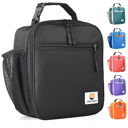 CaCTOUR Lunch Box for Men Women Adult,Premium Insulated Lunch Bag,Portable Small LunchBox for School Work Picnic (Black) - color: A-Black