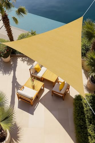Vensovo Sun Shade Sail Triangle 16' x16' x23' Permeable Canopy - UV Block Sunshade for Patio, Garden, Backyard, Deck (Yellow) - color: Yellow, size: 16ftx16ftx23ft
