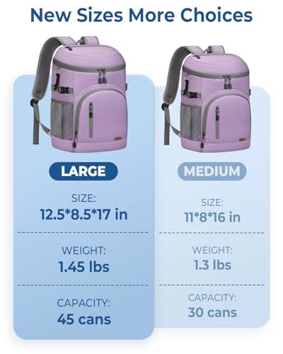 Pritent Cooler Backpack Insulated Waterproof,30/45 Cans Backpack Coolers Leakproof Lunch Backpack for Men Women Portable Soft Cooler Bag for Beach Camping Trave Picnic - color: leather purple, size: 45 Cans