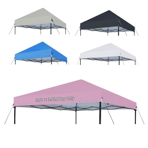 Joramoy 10×10 Canopy Replacement Top Only, Waterproof Pop Up Canopy Tent Top Cover with Ropes, Instant Canopy Top Sunshade Sliver Coated for Outdoor Garden Patio Camping (PinkPurple) - color: Silver-coated PinkPurple, size: 118"×118" Top Only(301×301cm）