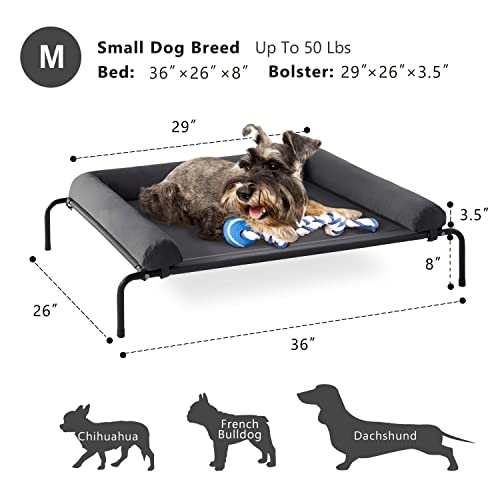 WESTERN HOME Cooling Elevated Dog Bed for Large Dogs, Portable Indoor & Outdoor Raised Dog Bed with Breathable Mesh, Chew Proof Pet Hammock Cots with Removable and Waterproof Bolsters - color: Grey, size: 36.0"l X 26.0"w X 8.0"th