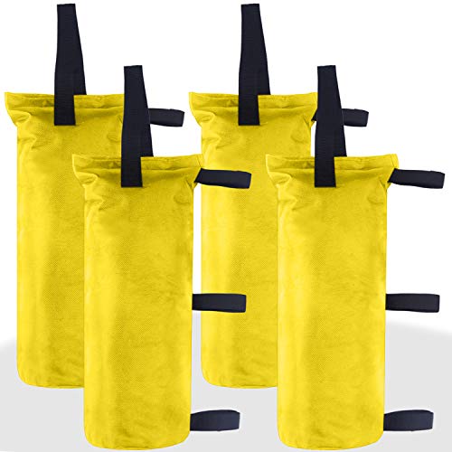 ABCCANOPY Canopy Weights Set of 4-120LBS Sand Bags for Pop up Tent, Weight Bags for Outdoor Gazebo, Trampoline, Pergola, Yellow (Without Sand) - color: Yellow, size: 120lbs
