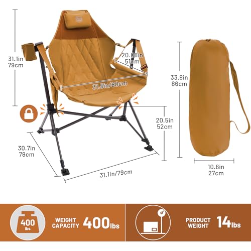 TIMBER RIDGE Hammock Camping Chair, Oversized Swinging Hammock Chair with Adjustable Back and Seat for Outdoor Lawn, Sports, Supports 400lbs, Orange - color: Orange