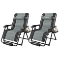 Amopatio Zero Gravity Reclining Patio Chairs Set of 2 XXL Foldable Lounge Chair with Removable Cup Holder/Headrest/Footrest,500LBS Capacity Portable for Outdoor Patio Pool Backyard - color: Grey, style: 33in-2pcs