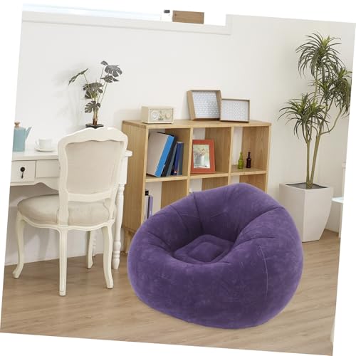 PRETYZOOM Inflatable Lazy Chair for Adults Portable Flocked Bean Bag Sofa for Indoor Living Room Bedroom Camping and Outdoor Relaxation Includes Pump Compact and Space-Saving Design