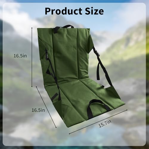 Folding Stadium Seat Cushion with Backrest, Portable Bleacher Pad for Camping, Fishing,15.8'' x 16.5'',Lightweight Chair with Backrest for Outdoor Sports and Concerts (Olive) - color: Olive