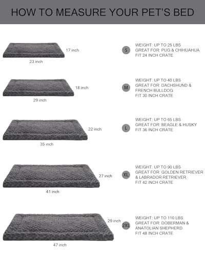 Washable Dog Bed Mat Dog Crate Pad Soft Fluffy Pet Kennel Beds Dog Sleeping Mattress for Large Jumbo Medium Small Dogs, 47 x 29 Inch, Grey - color: Grey, size: 47.00" x 29.00" x 1.50"
