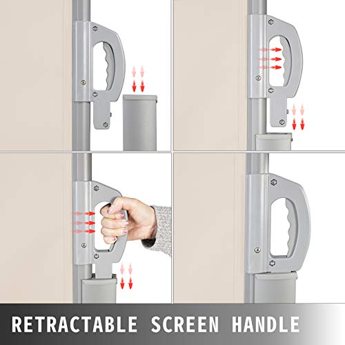VEVOR Retractable Side Awning, UV 50 71''x236'' Rugged Full Aluminum Rust-Proof Side Awning Patio Sunshine Privacy Divider, 280 g Thicken Wind Screen, for Courtyard, Roof Terraces Pools, Beige - color: Beige, size: 71''*236''
