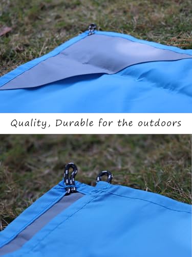 Orga'Neat Pocket Picnic Blanket, Beach Mat Waterproof Sandproof, Compact Lightweight Small Tarp for Camping, Hiking, Backpacking, Festival, Travel, Foldable in Bags (Blue/Grey, 55"x60") - color: Blue/Grey, size: 55"x60"