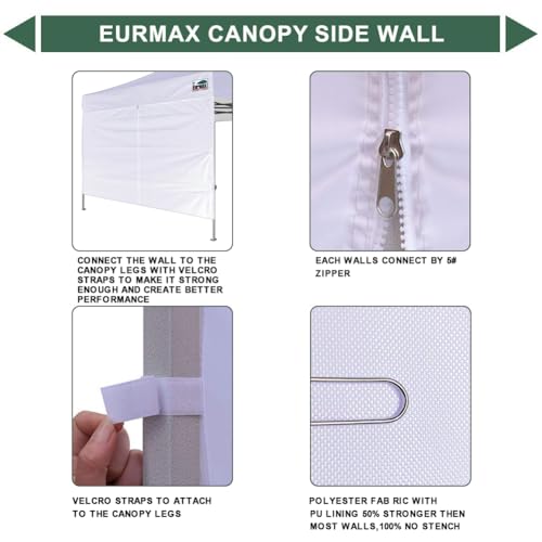 Eurmax USA 10FT Instant Canopy SunWall with Middle Zipper Wall for Pop Up Canopy Tent，1 Pack Sidewall (Black) - color: black, size: 10x5.7ft