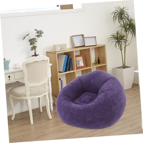 Alipis Inflatable Chair for Adults Soft Flocked Lazy Folding Portable Lounge Sofa for Living Room Bedroom Camping and Reading Includes Inflatable Pump
