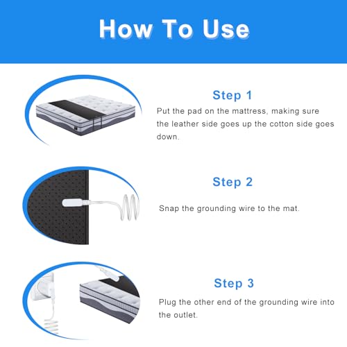 Grounding Mat for Queen Bed, Tear-Resistant PU Leather Grounding Blanket Anti-Slip Grounding Sheets with Cord, Balance Improve Sleep, Relieve Stress & Muscle Pain, Grounded Therapy (27"x60")