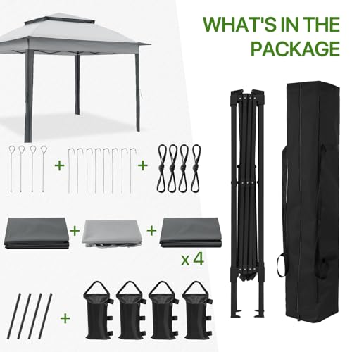 COOS BAY 11x11 Pop Up Gazebo with 4 Sidewalls, Instant Outdoor Canopy Tent with UPF 50+ UV Protection, Water Resistant Shelter with Carry Bag, Stakes & Ropes, Gray - color: Gray