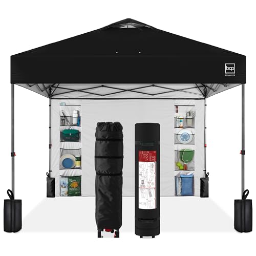 Best Choice Products 10x10ft Pop Up Canopy Tent with Sidewall, 1 Person 1 Minute Set Up, Carry Case, 4 Weight Bags - Black - color: Black, size: 10x10ft w/ Sidewall