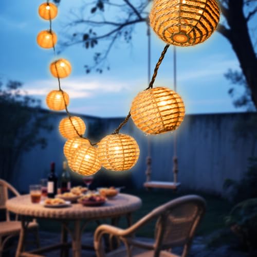 Outdoor-String-Lights-Waterproof, Boho String Lights for Patio, Garden, Porch, Balcony, Gazebo Decorative (Twine Ball) - style: Twine Ball