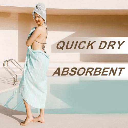 2 Packs Turkish Beach Towels Travel Vacation Essentials Quick Dry Sand Free Oversized Bath Pool Swim Towel Extra Large XL Blanket Adult Cruise Accessories Must Haves Clearance Stuff Necessities - color: 2 Pack Aqua Coral, size: 72 x 36 inch