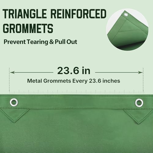 20x20 Canvas Tarp 350GSM Green Extra Heavy Duty Canvas Tarps with Rustproof Grommets, 12 oz Durable & Multipurpose Outdoor Tarpaulin for Camping, Patio, Canopy Tent, Truck, Equipment & Woodpile Cover - size: 20x20