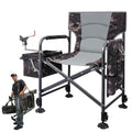 FUNHORUN Fishing Chair with Rod Holder, Folding Heavy Duty Ice Fishing Camping Chair with Liftable Cooler Bag, Cup Holder, Adjustable Legs