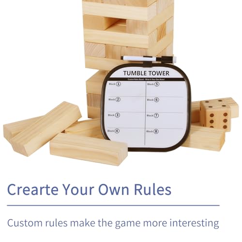 SpeedArmis Giant Tumble Tower, 56 PCS Wooden Stacking Game (Stack to 4.2FT) - Pine Stack Timber Board Play with Carrying Bag - Classic Indoor/Outdoor Games for Adults Family - size: Stack To Over 4.2FT