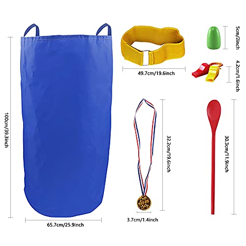 28PCS Potato Sack Race Bags, Egg and Spoon Race,Carnival Games 3-Legged Relay Race Bands, Outdoor Games for Kids and Adults (with Game Prizes & Whistles), Outside Yard Lawn Birthday Party Games